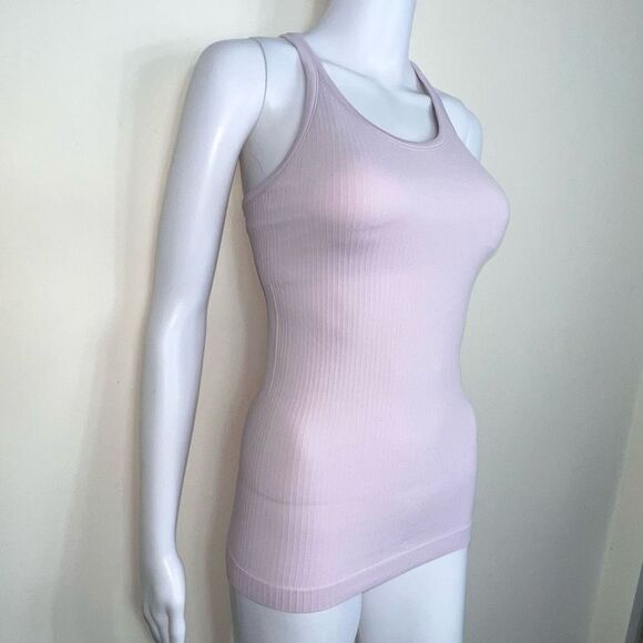 Halara Ribbed Tank Top with Built in Bra in Lilac Cream - Picture 1 of 12